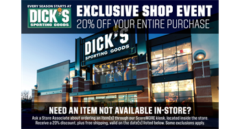 Dick's Sporting Goods Shopping Weekend - April 5th to 7th