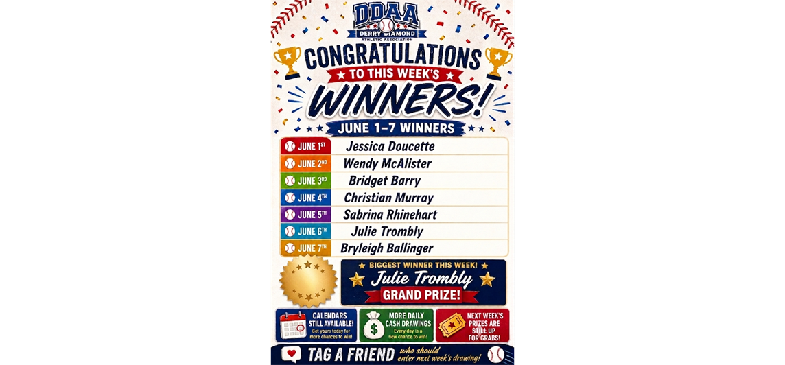 Cash Calendar Winners for Week of 6/1-6/7